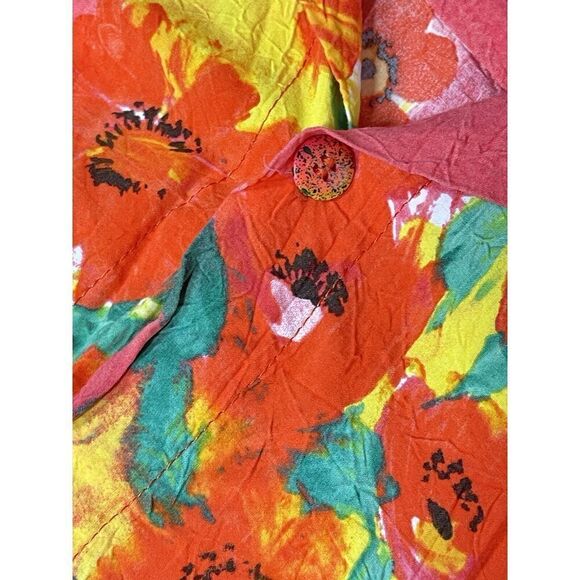 Vintage Jams World Fire Daisy Hawaiian Button Up Shirt Floral Mens Size XL - Picture 7 of 10